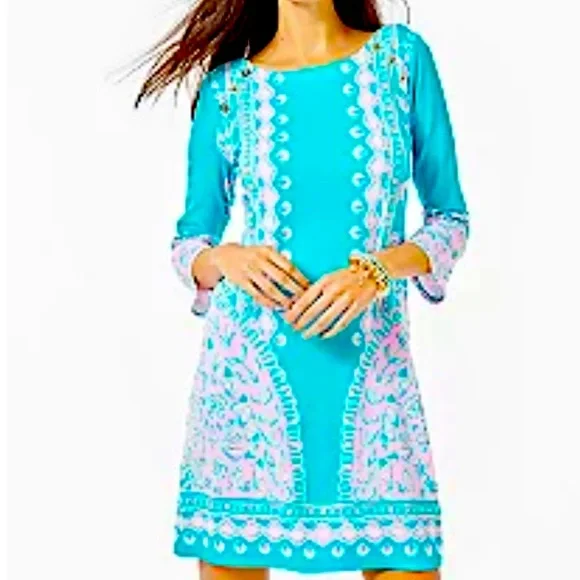 lilly pulitzer turquoise and gold dress LILLY PULITZER Betsey Turquoise Gold Crochet Lace Strapless Dress 4